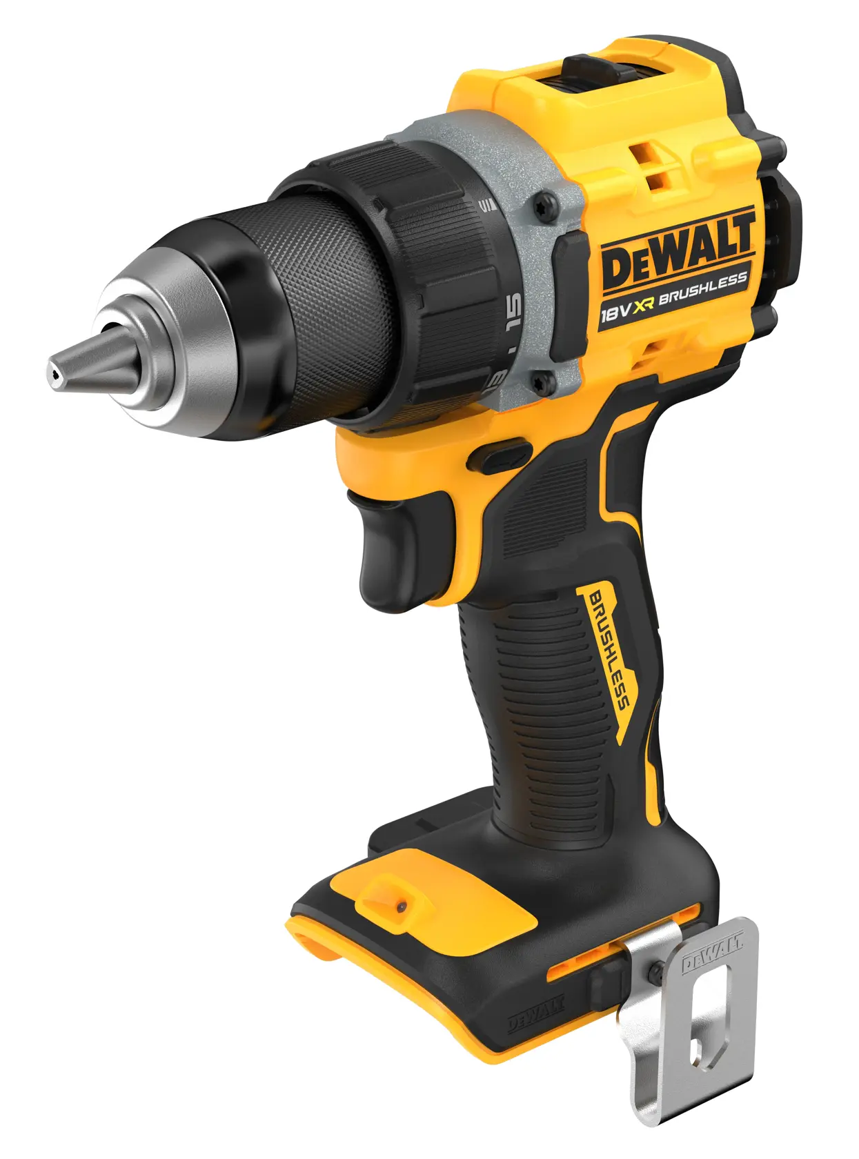 DEWALT Akku-Bohrmaschine, 18V XR brushless, SKUs DCD794NT und DCD794NT-XJ dargestellt.