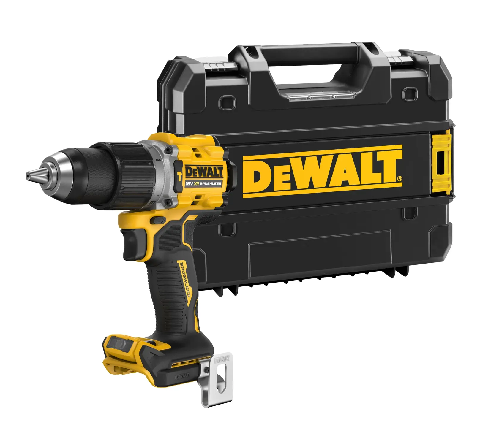 DEWALT drill with case, DCD805NT-XJ and DCD805NT models. Photography category, ASIA EMEAANZ region.