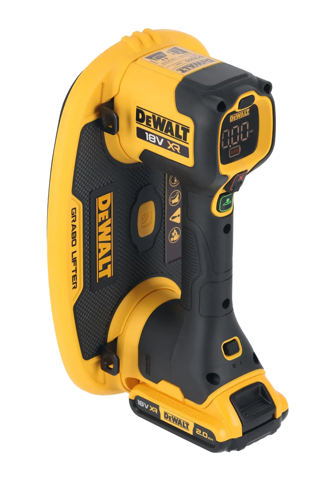 DEWALT Grabo Lifter, 18V XR, DCE590D1T-QW, DCE590D1T. Producto fotográfico, herramienta amarillo-negro.