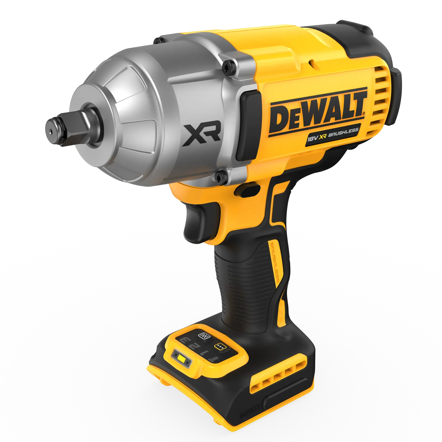 DEWALT DCF900N 18V XR brushless cordless impact wrench shown in yellow and black.