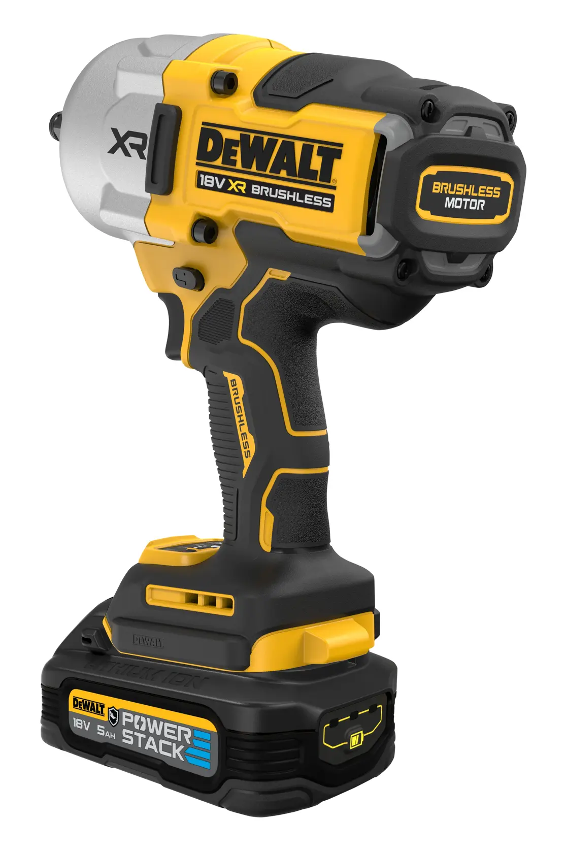 DEWALT® 18V XR қылшақсыз 1/2“ хог-сақиналы премиум жоғары айналу моментті соқпалы гайка бұрағыш - 2 X 5 А·сағ POWERSTACK™ аккумуляторы, автомобильдік.