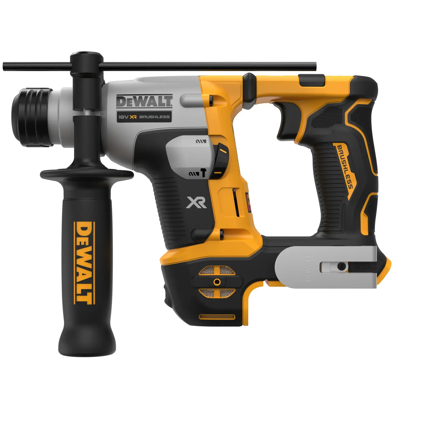 DEWALT Bohrhammer, Foto-Kategorie, Modelle DCH172NT-XJ und DCH172NT, schwarz-gelb mit Seitengriff.