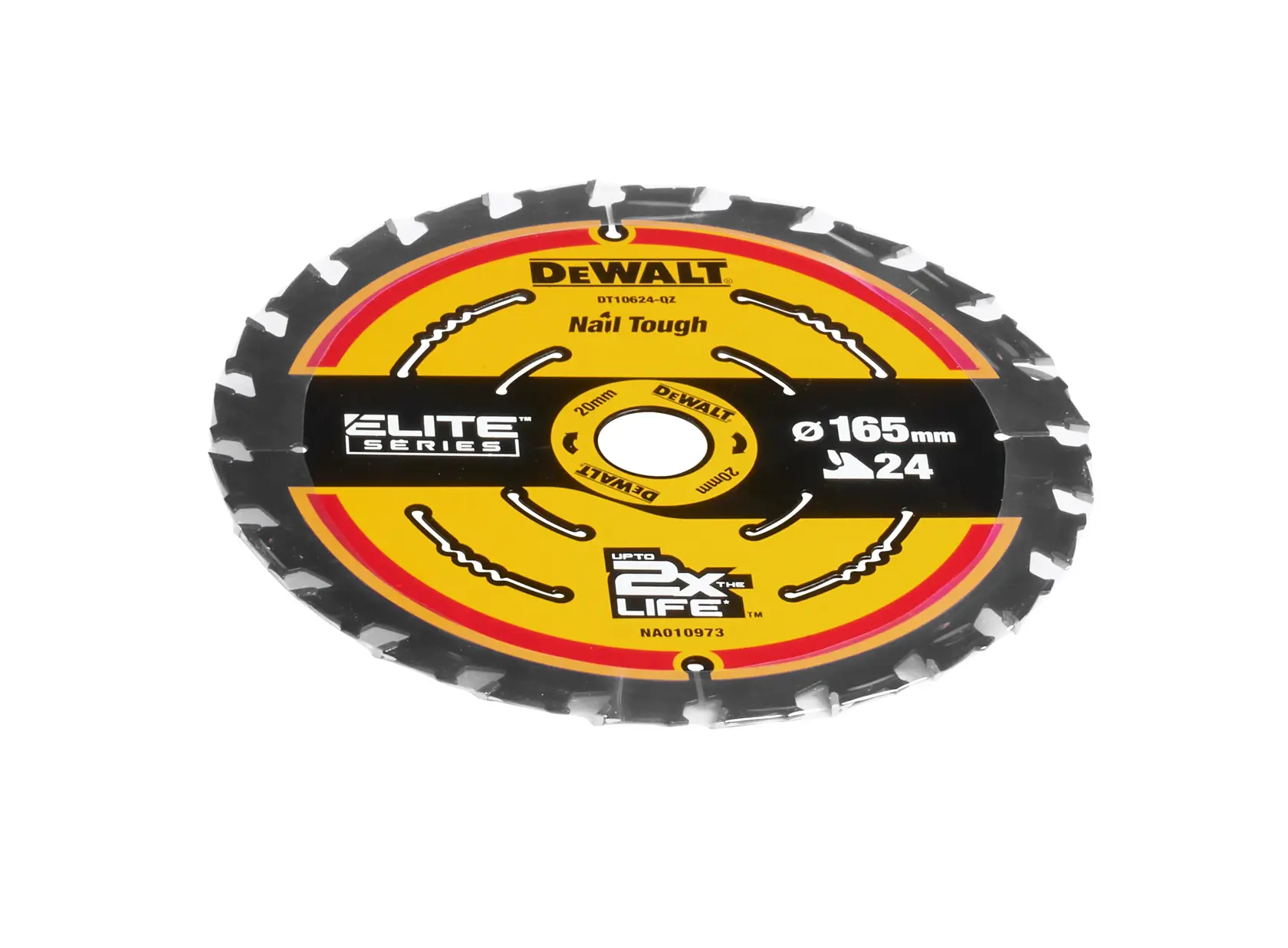 DEWALT 165-mm Kreissägeblatt mit 24 Zähnen, gelb-schwarz Elite Series, Modell DT10624.