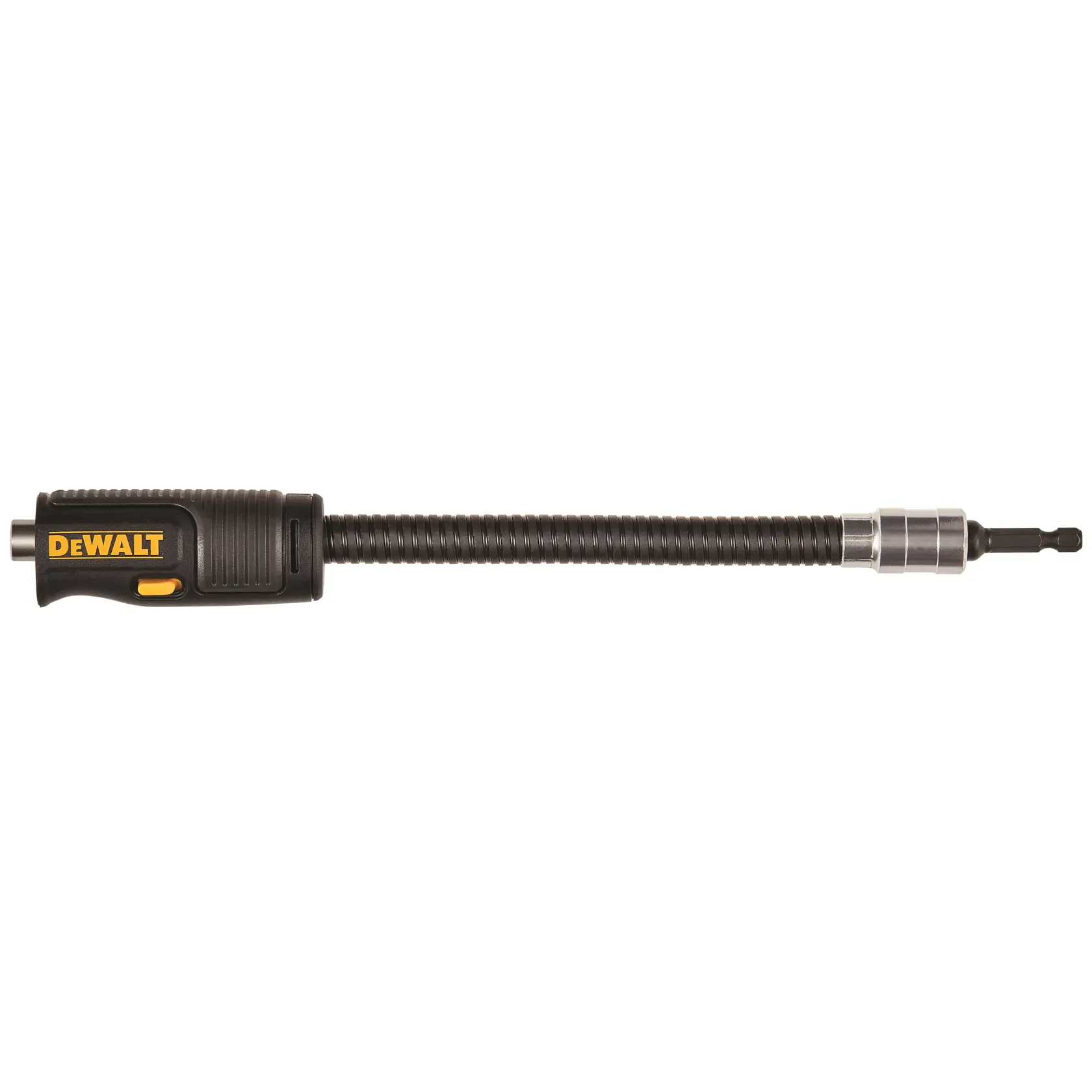 Porta puntas flexible DEWALT para herramientas eléctricas. Negro con detalles amarillos.