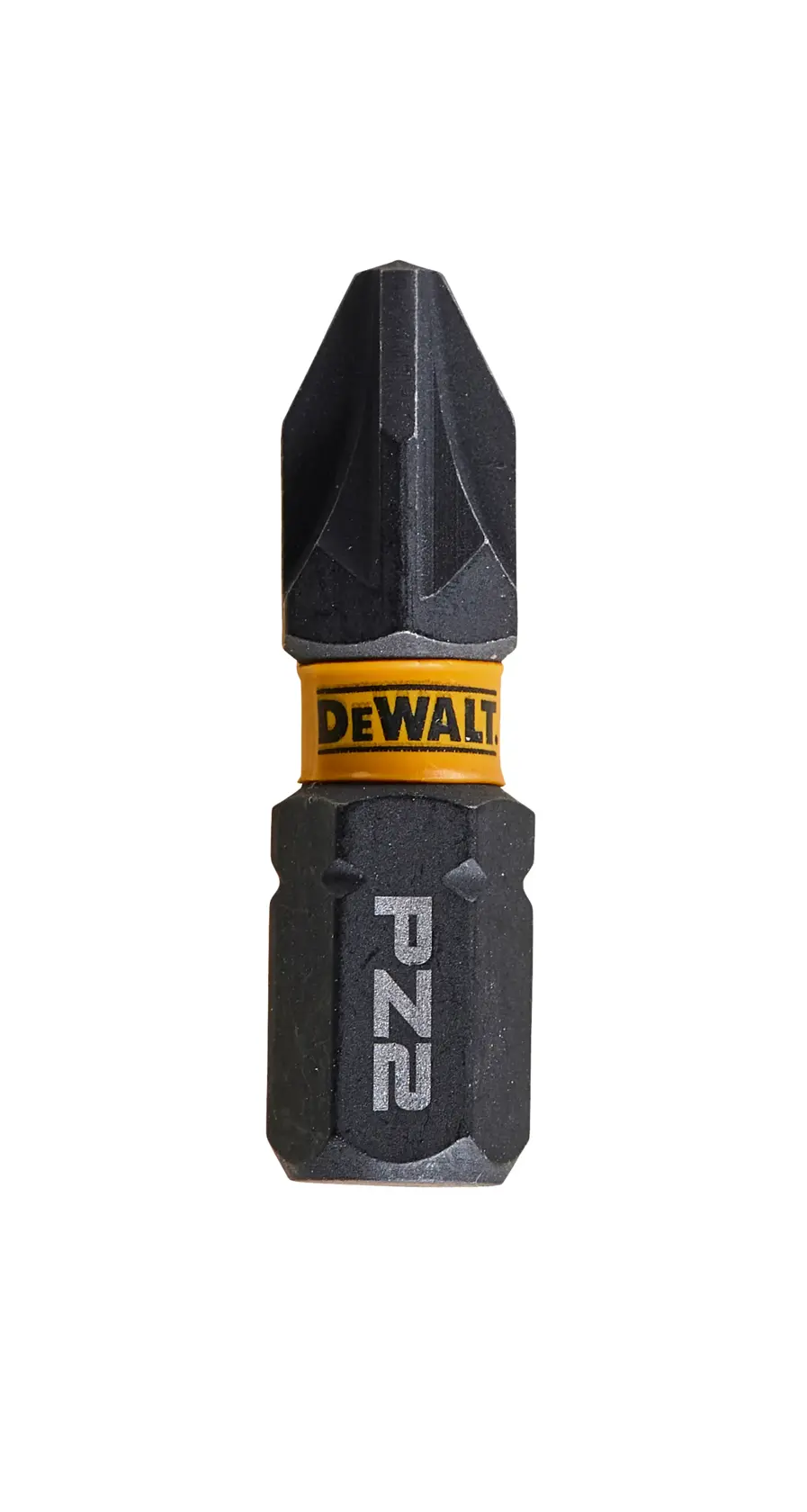 Bit per cacciavite DEWALT PZ2 con banda gialla e logo, ideale per utensili elettrici.