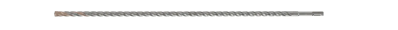 Photo of DEWALT DT9533 long SDS drill bit, silver, spiral design, side angle on white background.