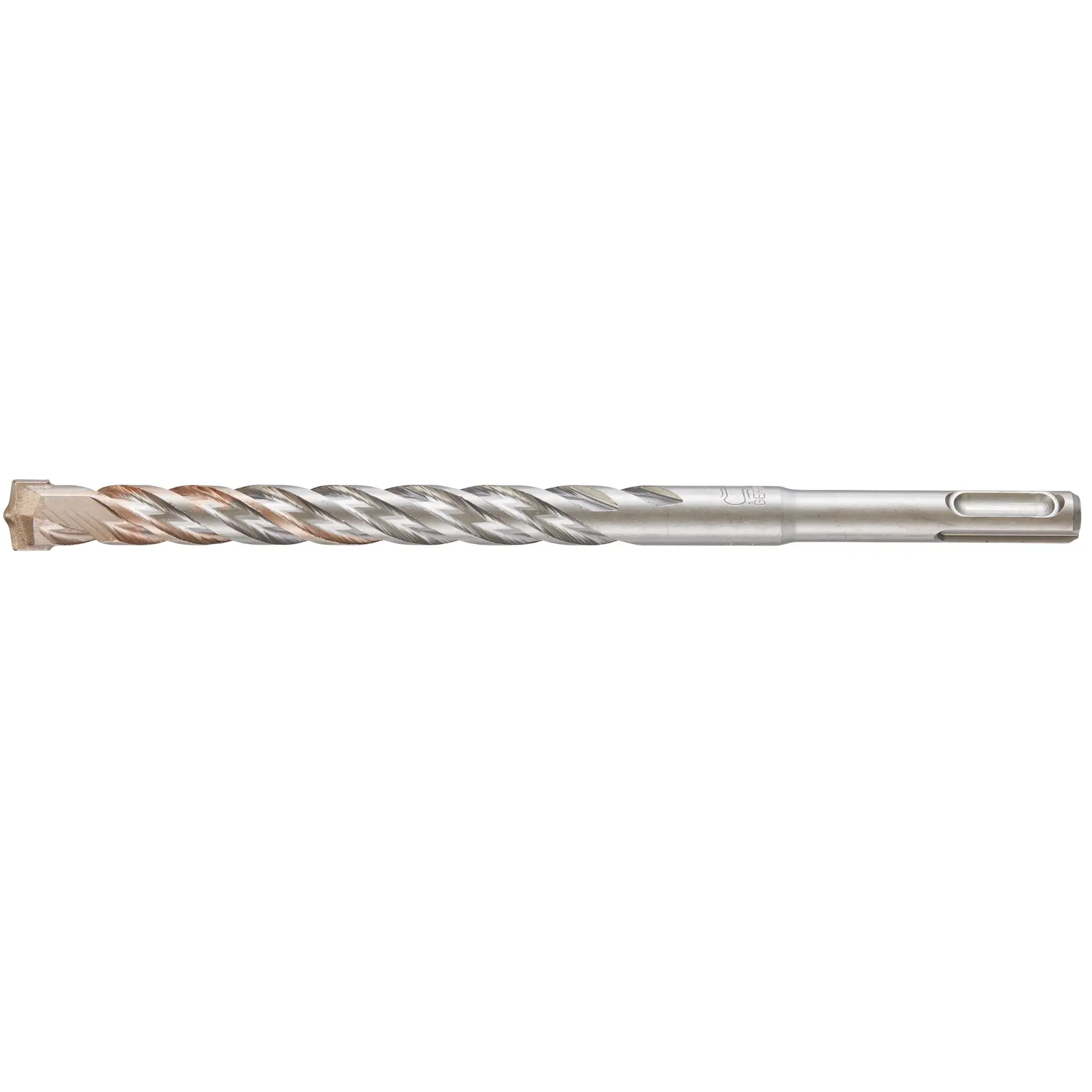 Photo of DEWALT DT9561 SDS-plus masonry drill bit, silver, spiral design, side angle, tool SKU DT9561.