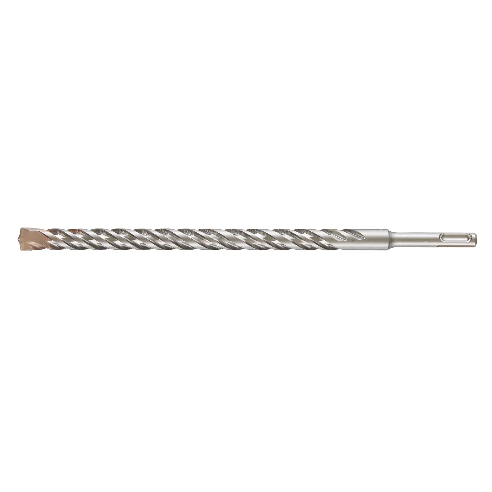 Photo of DEWALT DT9576 metal SDS drill bit, spiral fluted, side angle, white background.