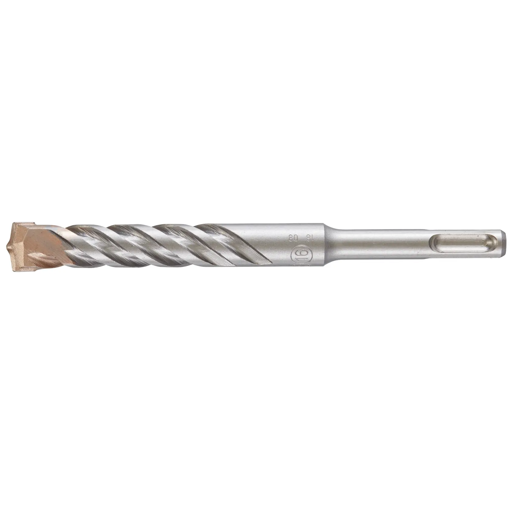 DEWALT SDS-Plus rotary hammer drill bit with spiral design for drilling masonry or concrete surfaces.